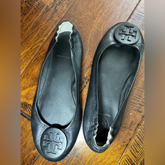 Tory Burch Logo Minnie Travel Ballet Flat Matte Black- size 8 - Picture 5 of 6